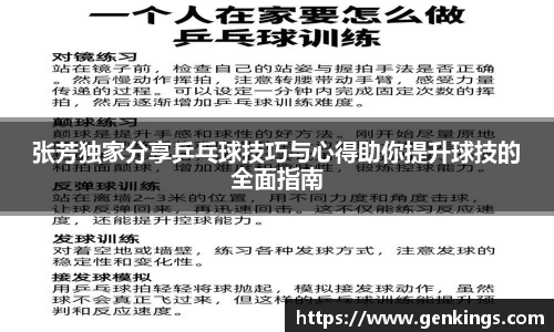 张芳独家分享乒乓球技巧与心得助你提升球技的全面指南