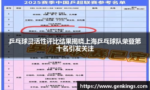 乒乓球灵活性评比结果揭晓上海乒乓球队荣登第十名引发关注